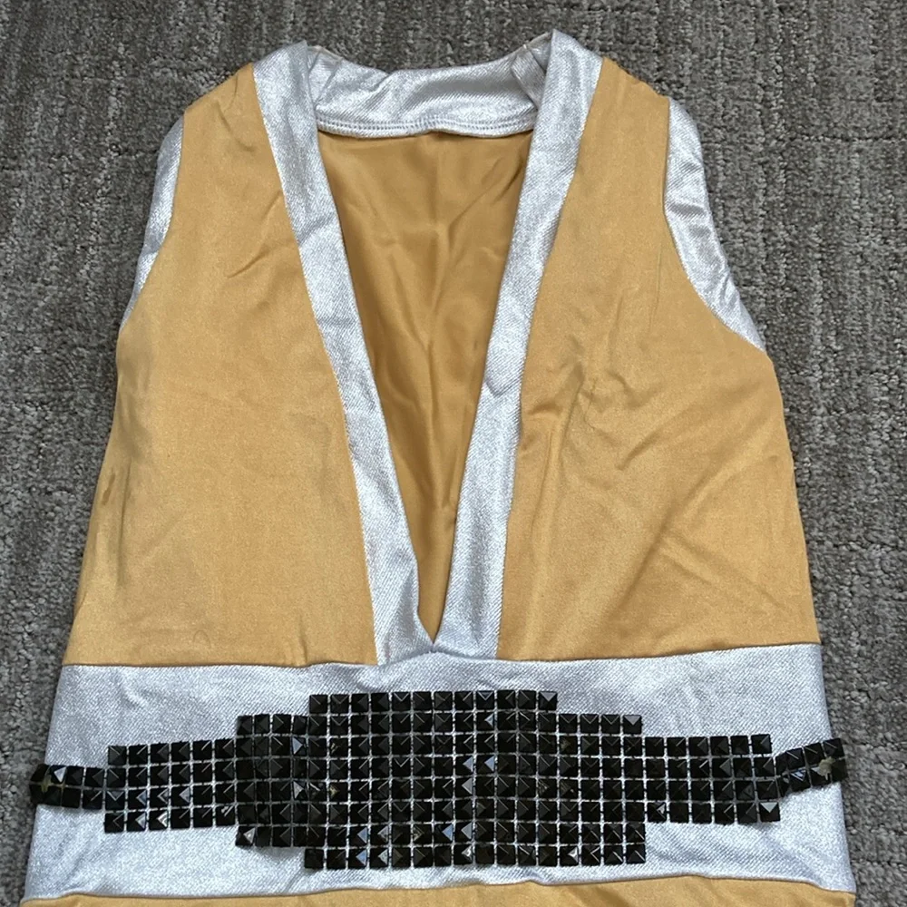 Kelle V-Neckline w/ Metallic Trim and Accented at Waistline